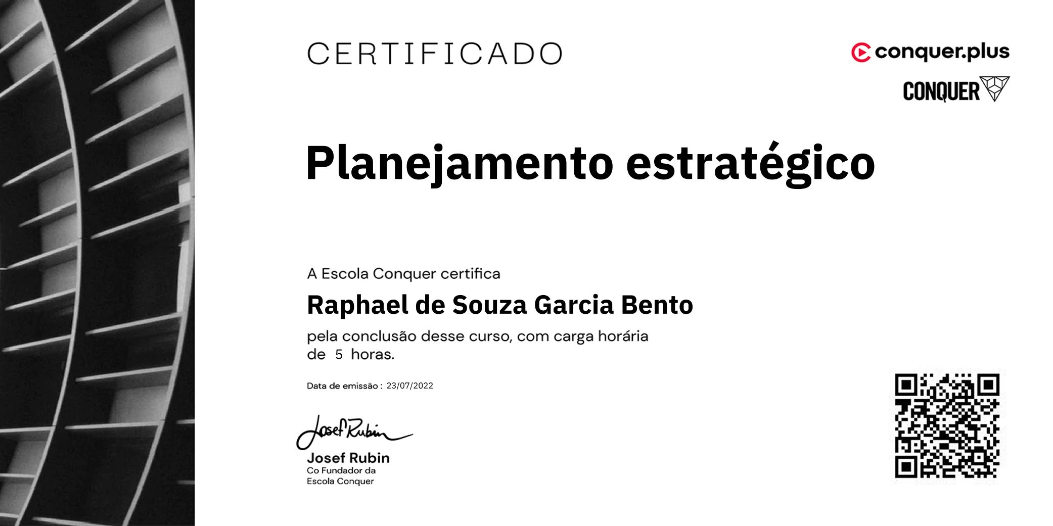 Certificado de Planejamento estratégico